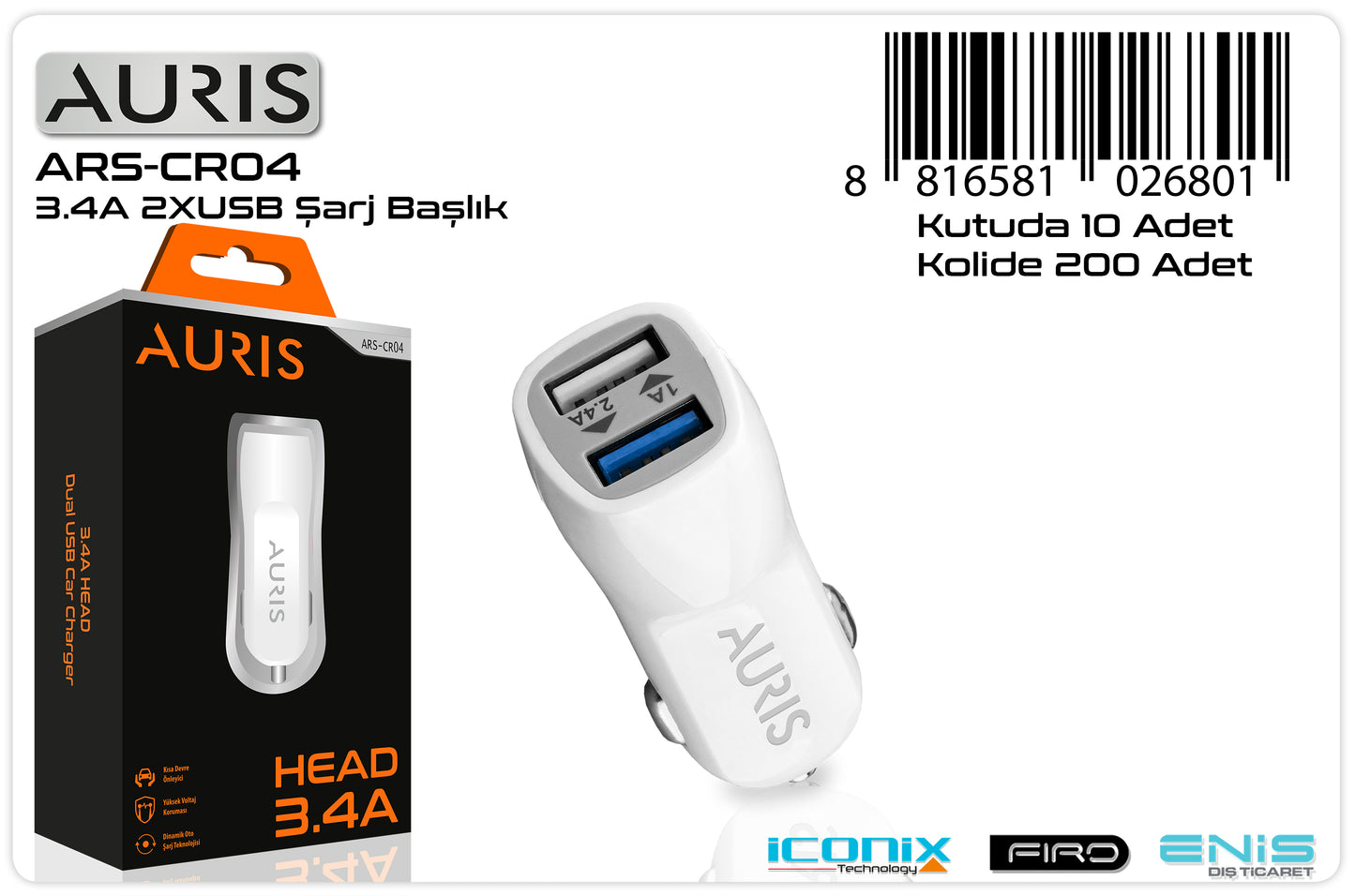 Auris CR04 3.4A Oto Kafa