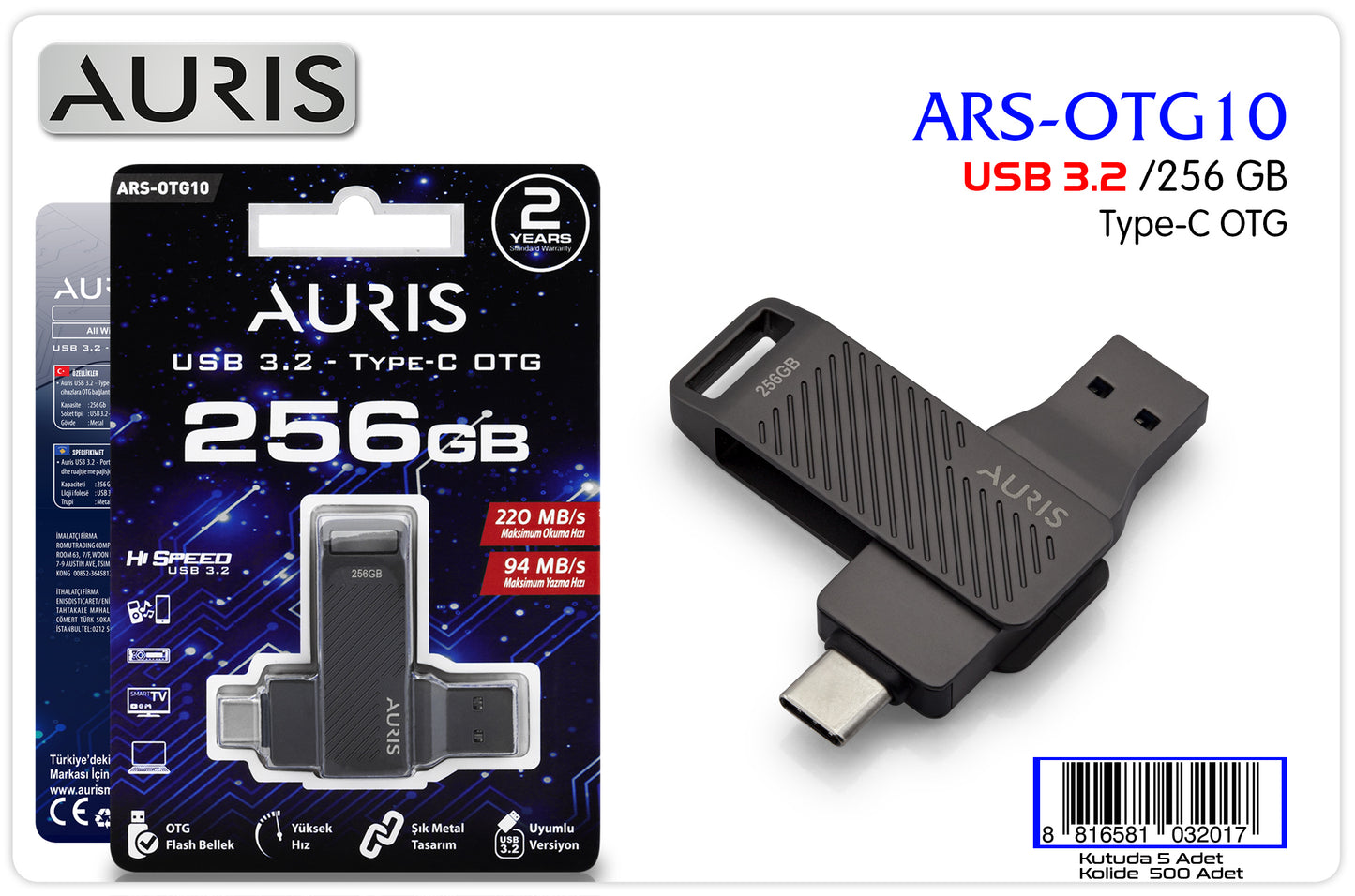 Auris OTG10 256 GB USB 3.2 Type-C Flash