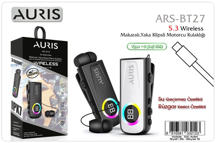 Toptan Bluetooth Kulaklık | Auris BT27 Makaralı Bluetooth Kulaklık