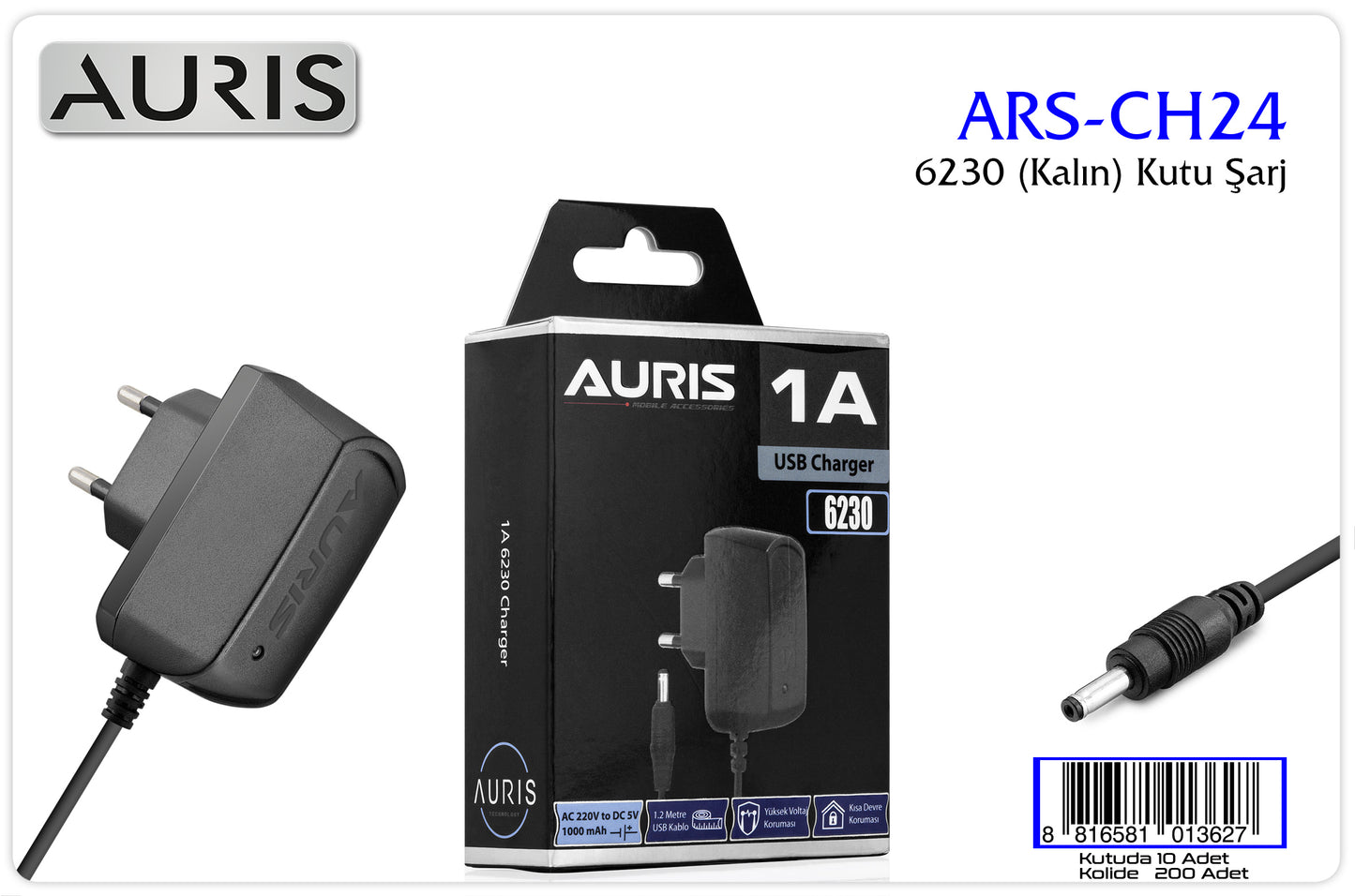 Toptan Şarj Aleti | Auris CH24 Kalın Kutu Şarj 6230