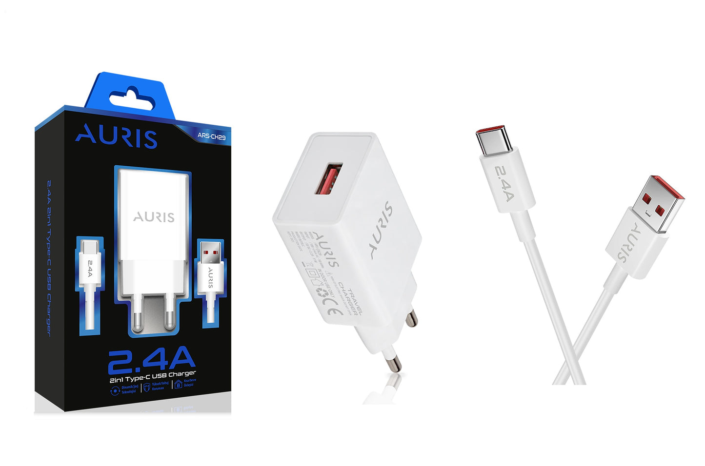Toptan Şarj Aleti | Auris CH29 Type-C Set 2.4A