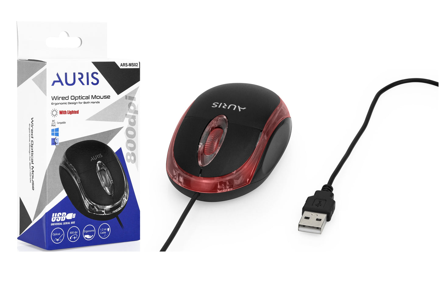 Toptan Mouse | Auris MS02 Kablolu Işıklı Mouse