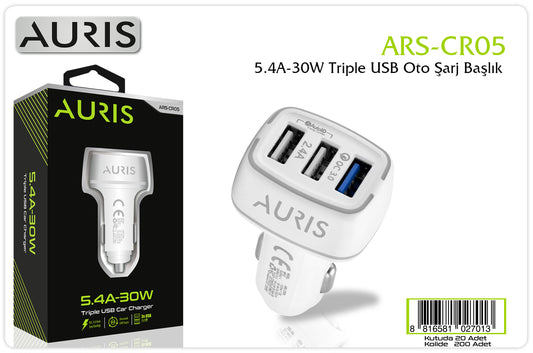 Auris CR05 30W 3XUsb Oto Kafa