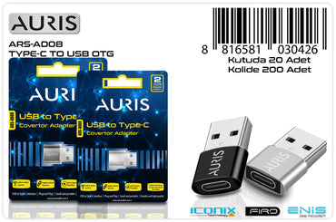 Toptan Çevirici | Auris AD08 Type-C to Usb Otg