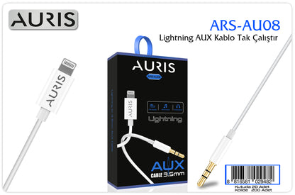 Toptan Aux Kablosu | Auris AU08 Lightning Aux