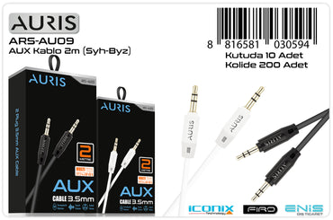 Toptan Aux Kablosu | Auris AU09 Aux Kablo 2M