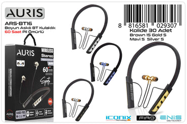 Toptan Bluetooth Kulaklık | Auris BT16 60 Saat Boyun Askılı
