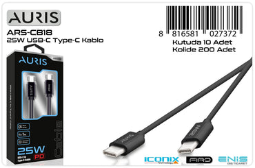 Toptan Şarj Kablosu | Auris CB18 25W Usb-C-Type-C Kablo