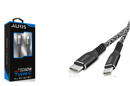 Toptan Şarj Kablosu | Auris CB28 Usb-C Type-C Kumaş 60W
