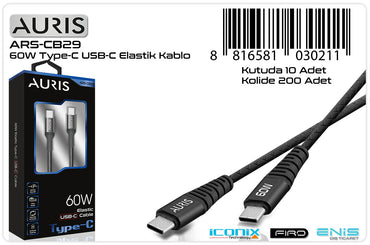 Toptan Şarj Kablosu | Auris CB29 Usb-C Type-C Metal 60W