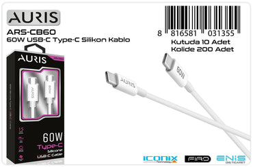 Toptan Type-C Kablo | Auris CB60 60W Usb-C Kablo