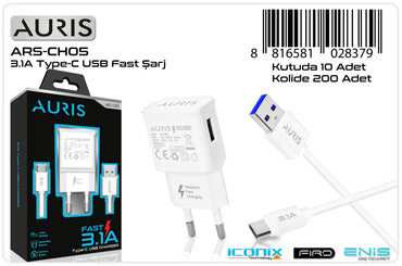Toptan Şarj Aleti | Auris CH05 Type-C Set Fast 3.1A