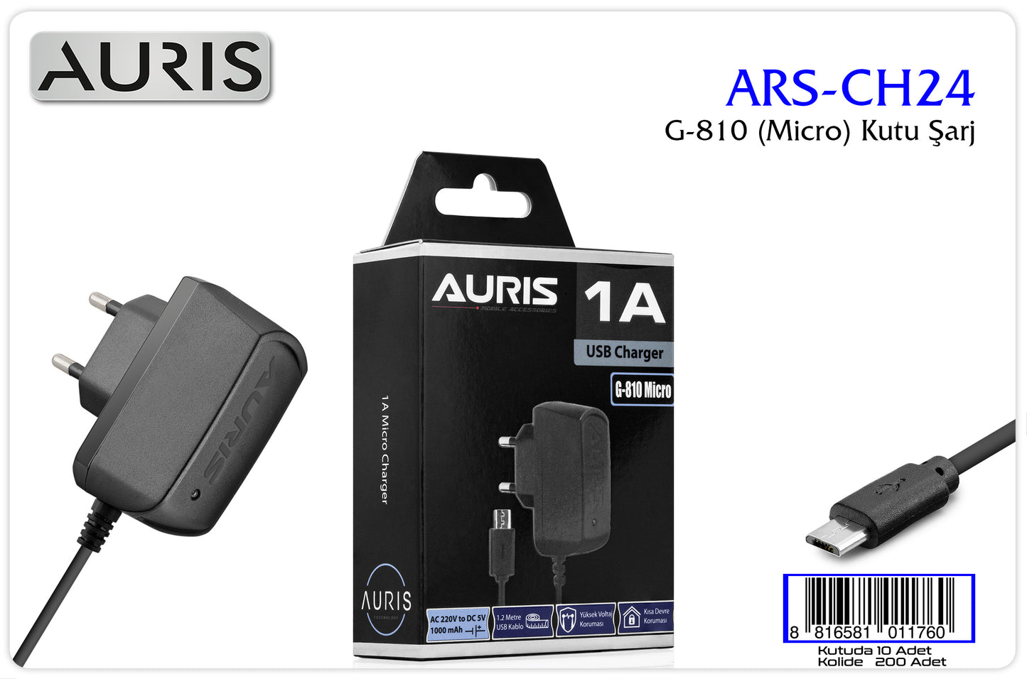 Toptan Şarj Aleti | Auris CH24 G810 Micro Kutu Şarj