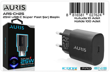 Toptan Şarj Başlığı | Auris CH25 Usb-C 25W Kafa