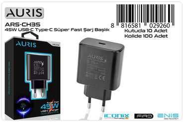 Toptan Şarj Başlığı | Auris CH35 Super Fast Kafa 45W