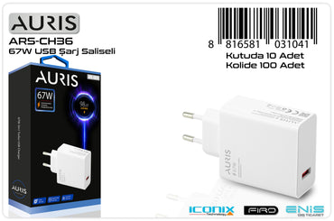 Toptan Şarj Başlığı | Auris CH36 Saliseli Kafa 67W