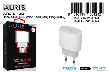 Toptan Şarj Başlığı | Auris CH38 Usb-C Kafa 35W ( i15 )