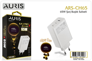 Toptan Şarj Başlığı | Auris CH65 Usb-C 65W Kafa