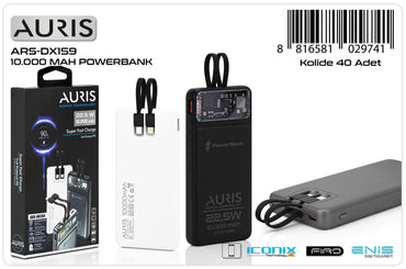 Toptan Powerbank | Auris DX159 10.000 Mah Super Fast+Hayalet Lcd