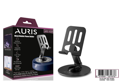 Toptan Telefon Tutucu | Auris H18 Metal Masa İçin Telefon Tutucu