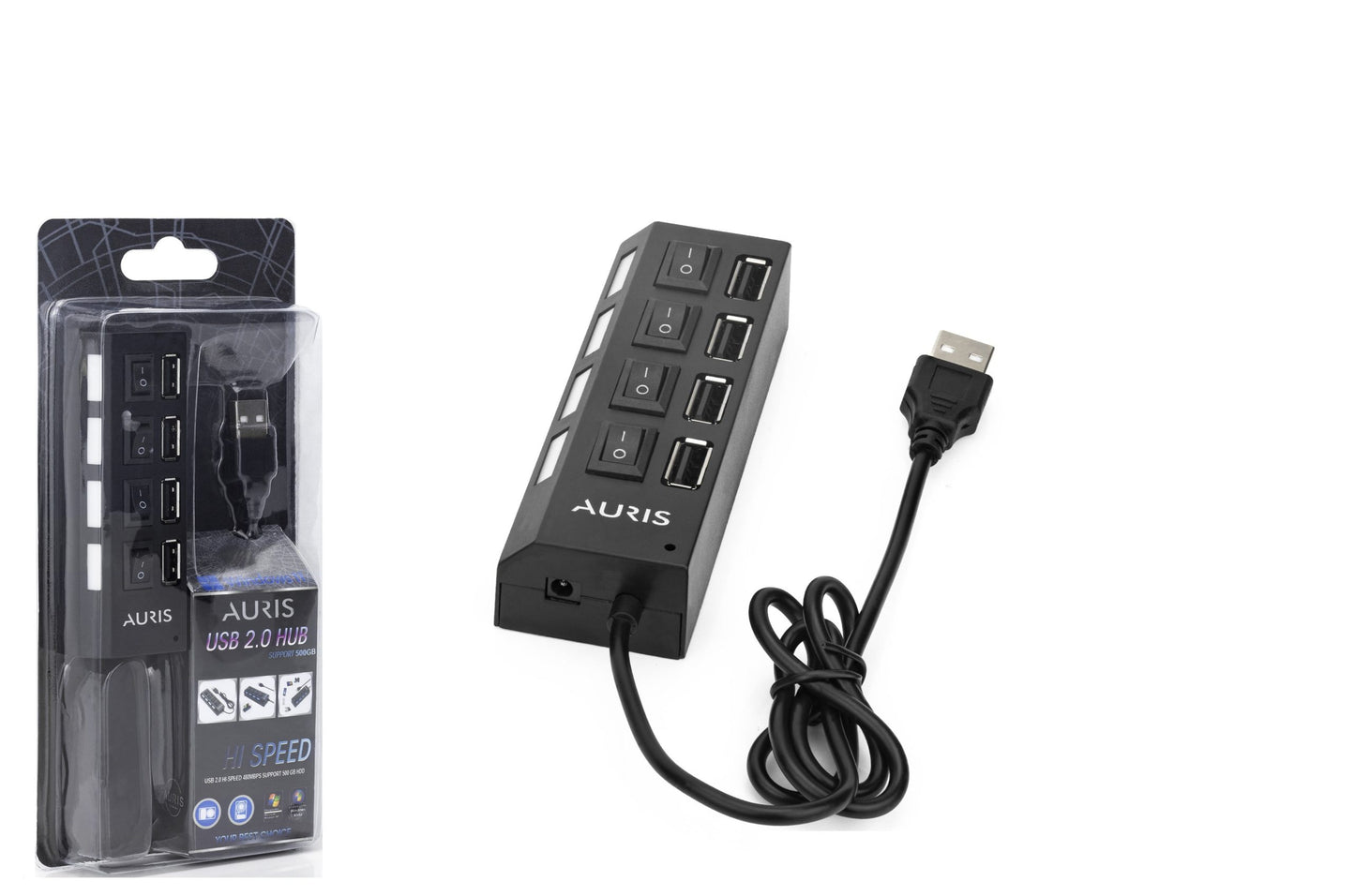 Toptan USB Hub | Auris HB01 4 USB Hub Anahtarlı