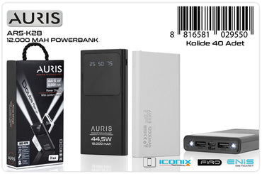 Toptan Powerbank | Auris K28 12.000 Mah Lcd+Fener