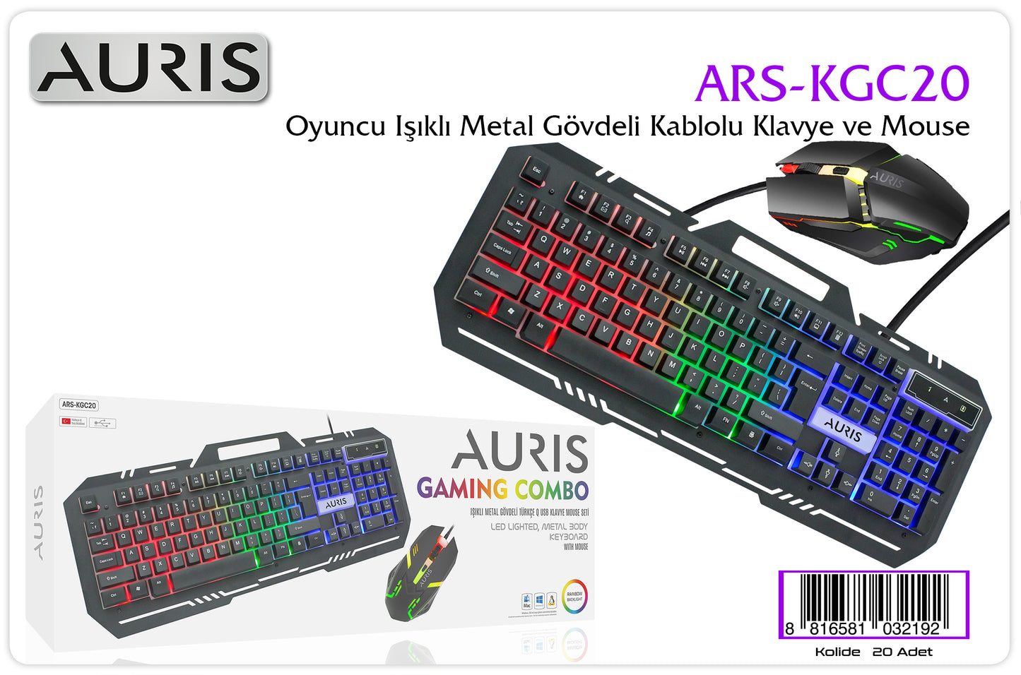 Toptan Klavye | Auris KGC20 Oyuncu Set Klavye ve Mouse