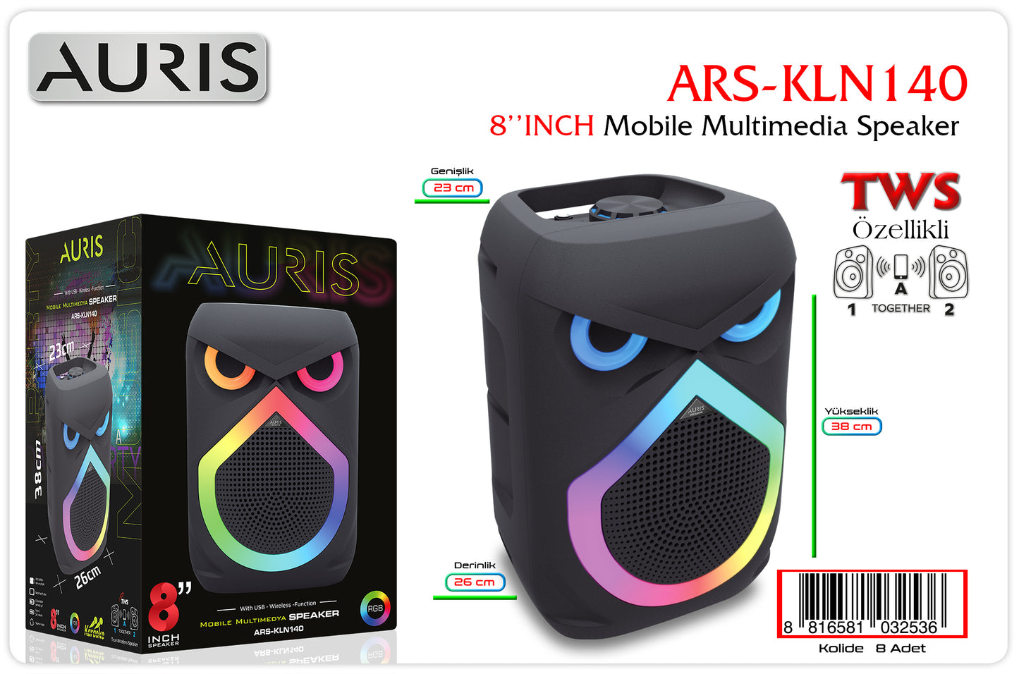 Toptan Müzik Çalar | Auris KLN140 Speaker 8 inç