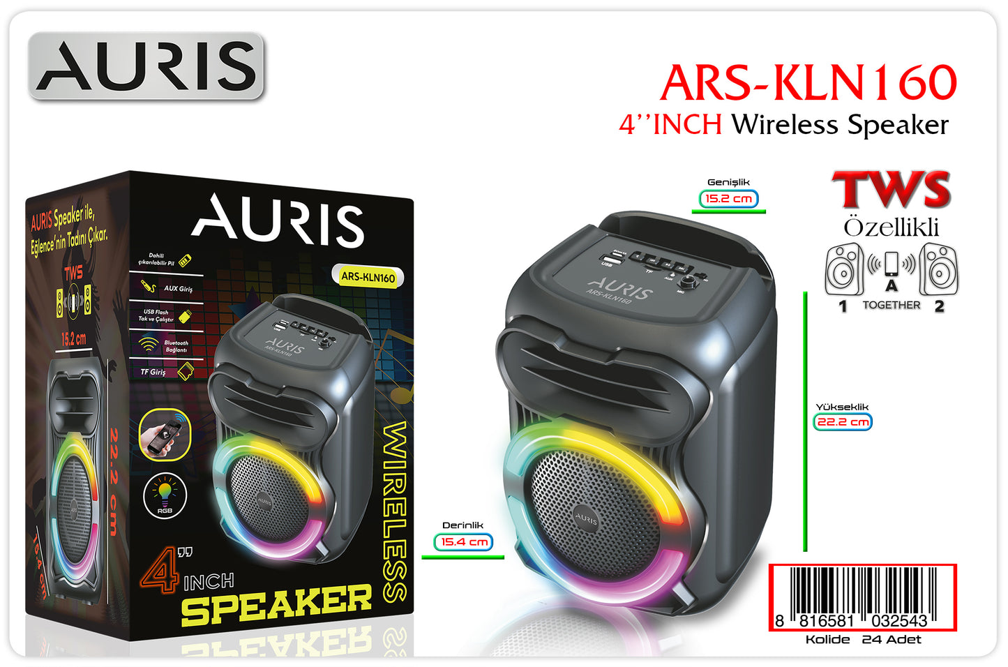 Toptan Müzik Çalar | Auris KLN160 Speaker 4 inç