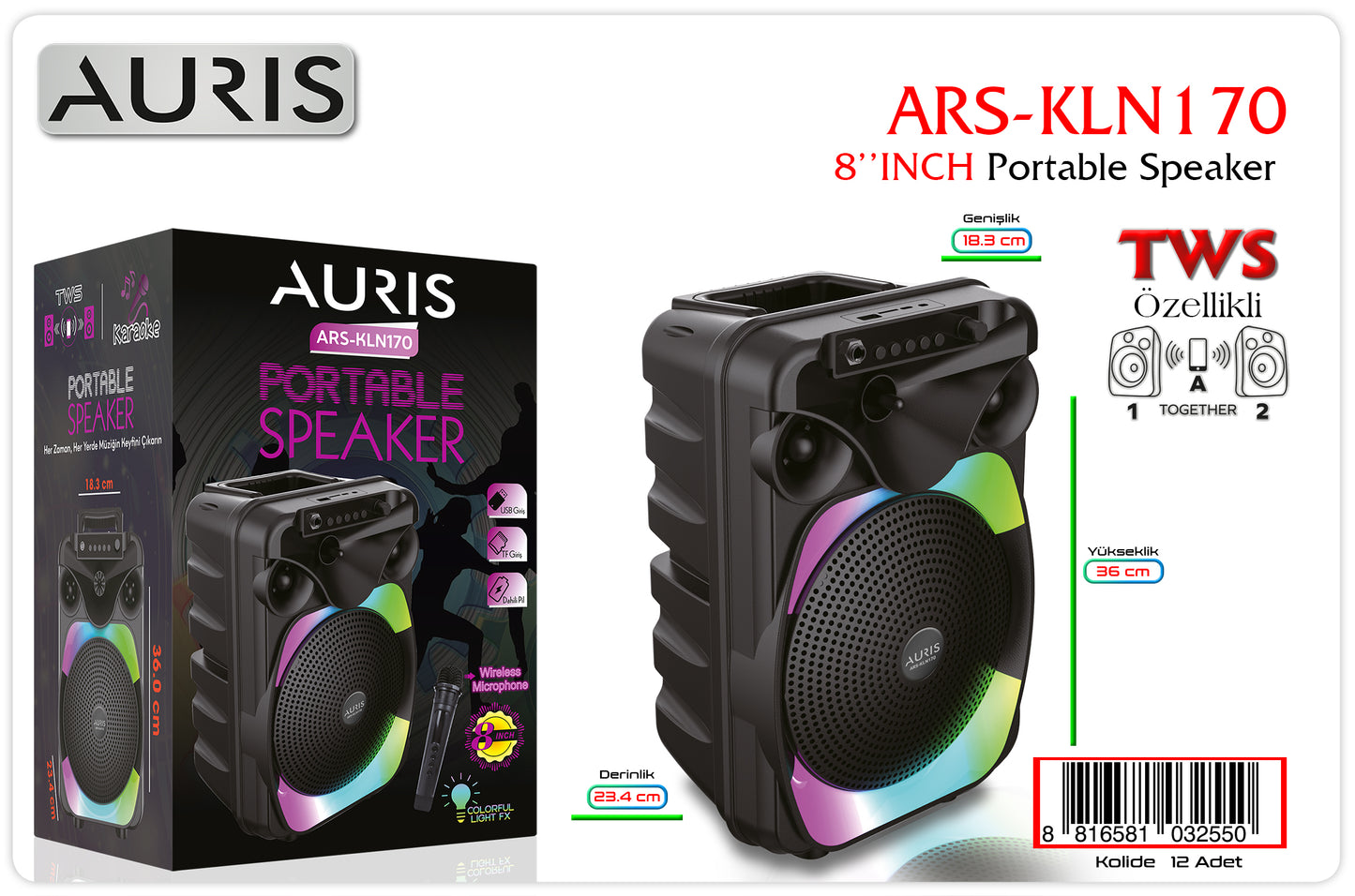 Toptan Müzik Çalar | Auris KLN170 Speaker 8 inç
