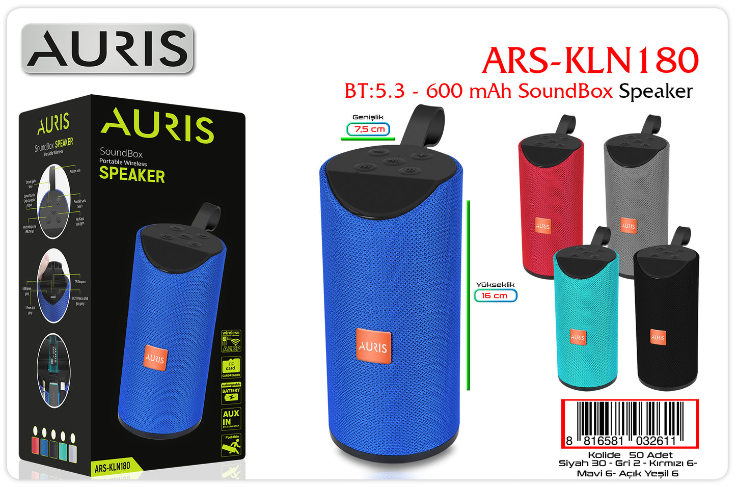 Toptan Müzik Çalar | Auris KLN180 SoundBox Speaker