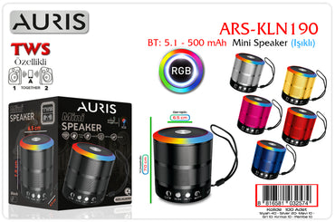 Toptan Müzik Çalar | Auris KLN190 Mini Işıklı Speaker