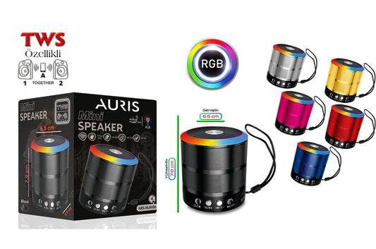Toptan Müzik Çalar | Auris KLN190 Mini Işıklı Speaker