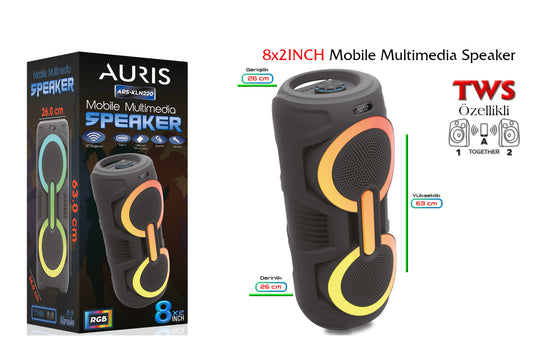Toptan Müzik Çalar | Auris KLN220 Speaker 2X8 inç