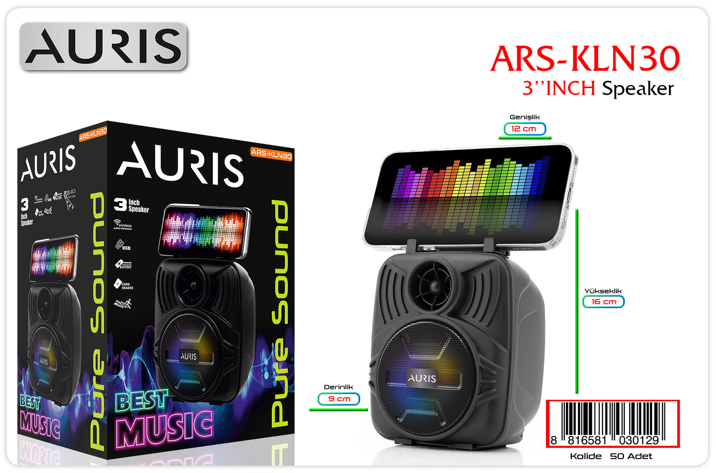 Toptan Müzik Çalar | Auris KLN30 Speaker 3 inç