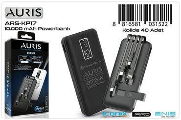 Toptan Powerbank | Auris KP17 10.000 Mah Kablolu Standlı