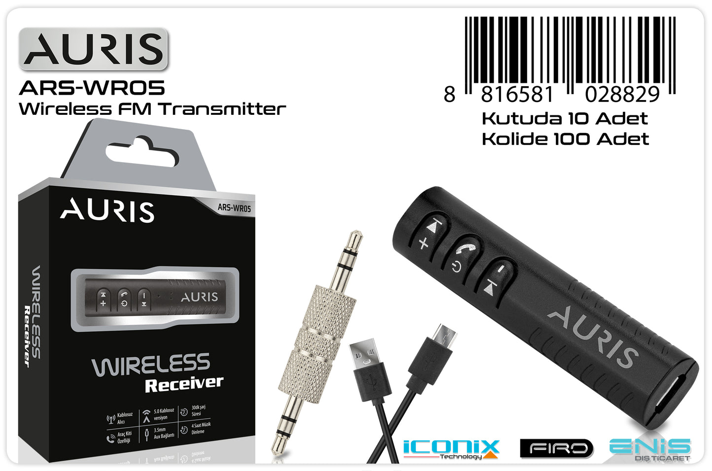 Toptan FM Transmitter | Auris WR05 Bluetooth AUX Çevirici